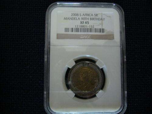 !!! RARE !!! XF45 NGC NELSON MANDELA BIRTHDAY R5 COIN !!! RARE !!!