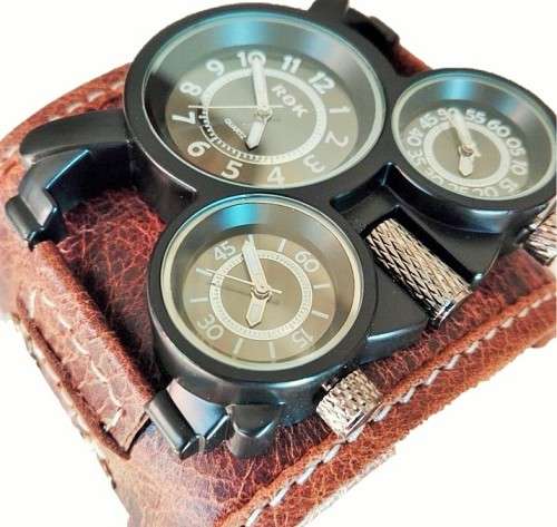 ARMO Watch by ROK - Black Dial , Brown Leather , Brown Edging