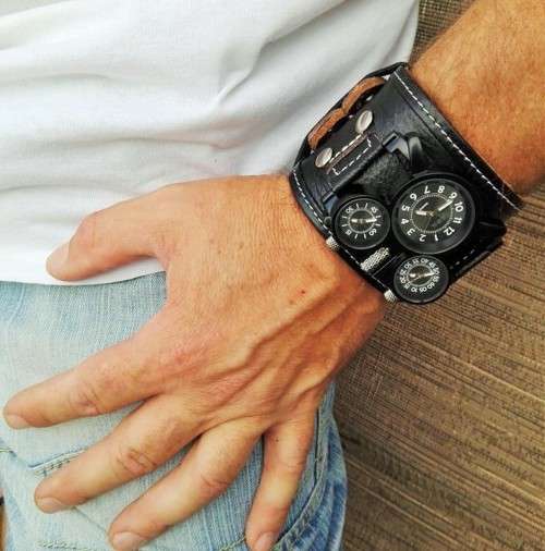 ARMO Watch by ROK - Black Dial ,  Black  Leather , Black Edging