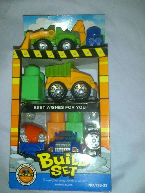 boys building set contains 3 trucks