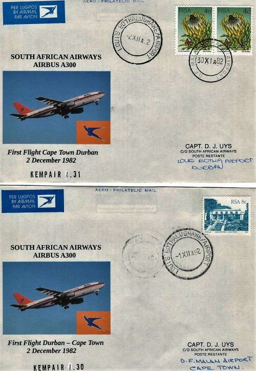 Collection of 10 scarce South African flight covers