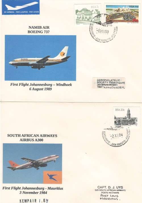 Collection of 10 scarce South African flight covers