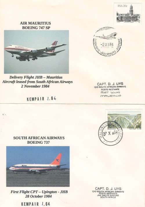 Collection of 10 scarce South African flight covers