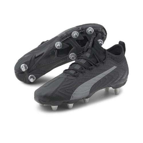 Puma Men`s One Rugby 2 H8 Soft Ground Rugby Boots - Black/Grey - Black / Grey - Men size 9