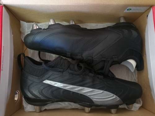 Puma Men`s One Rugby 2 H8 Soft Ground Rugby Boots - Black/Grey - Black / Grey - Men size 9