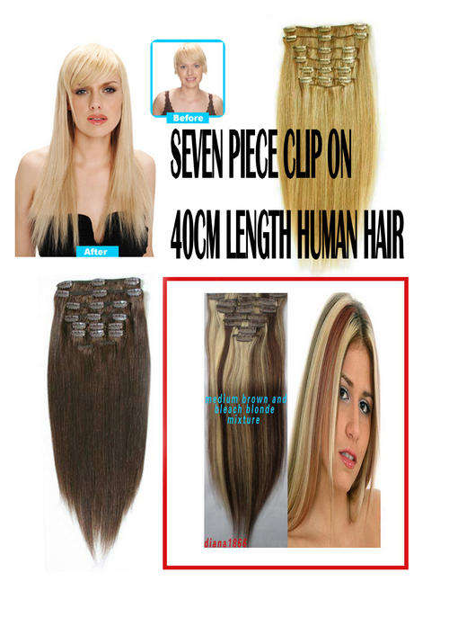 60CM !!!!!!** HUMAN HAIR 7 PIECE CLIP ON! COLOUR DARKEST BROWN
