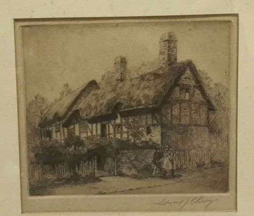 Edmund J Cherry etching - Will look amazing when reframed!