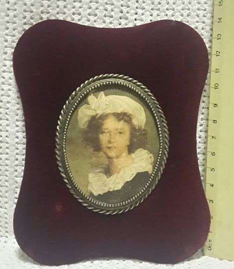 Velvet frame wall hanging with silk picture