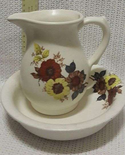Wash jug and bowl - ceramic