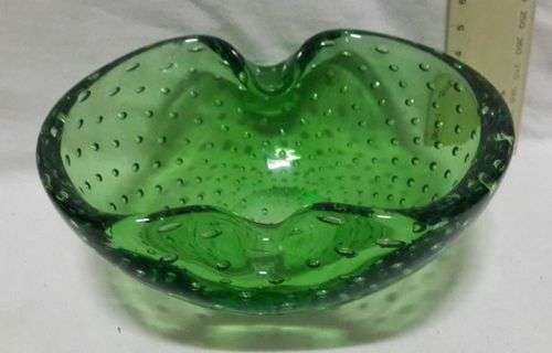 Studio glass ashtray - Beautiful with air bubbles!