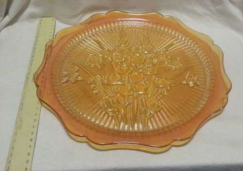 Beautiful Carnival glass cake plate!!