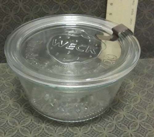 Pretty Weck glass bowl and lid