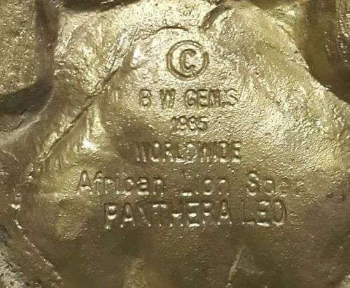 1985 BW Genis African Lion spoor in solid brass! WOW!!