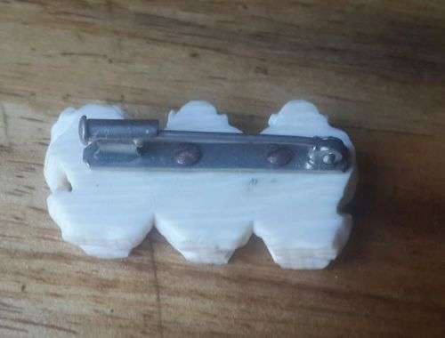 Old three monkeys brooch - carved from bone!