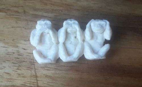 Old three monkeys brooch - carved from bone!