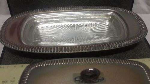 Silver plated dish with glass bowl!