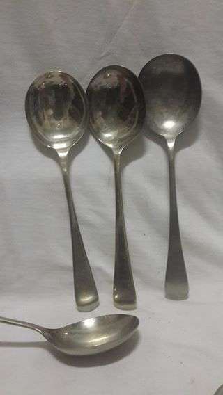 4x HUGE soup spoons EPNS