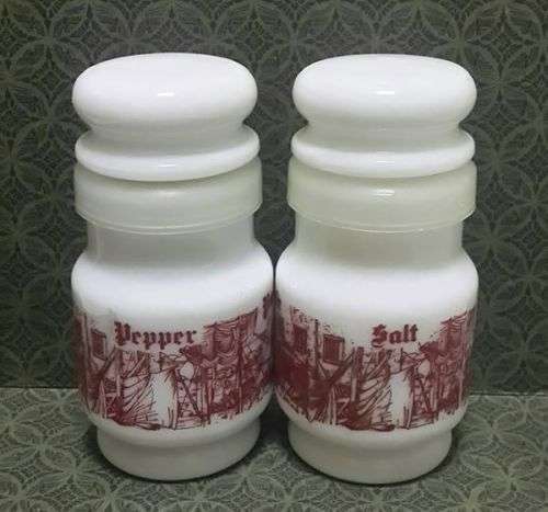 Milk glass Salt and Pepper set