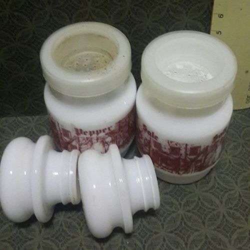 Milk glass Salt and Pepper set