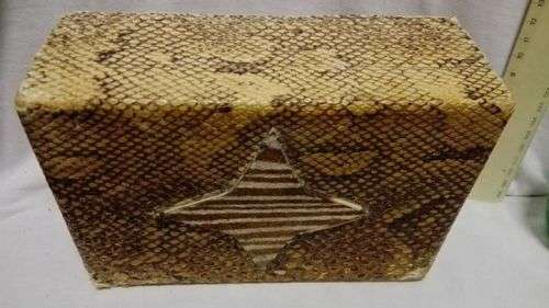 Little wooden box covered with snake and Zebra skin - Trench Art at its best!