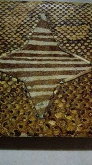 Little wooden box covered with snake and Zebra skin - Trench Art at its best!