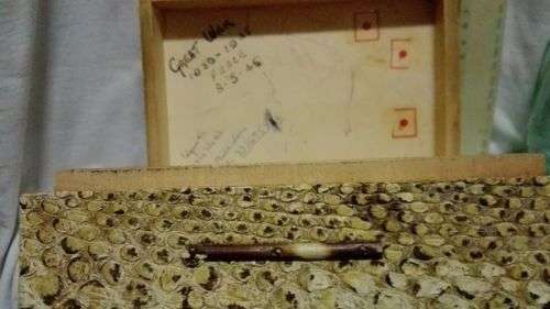 Little wooden box covered with snake and Zebra skin - Trench Art at its best!