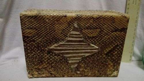 Little wooden box covered with snake and Zebra skin - Trench Art at its best!