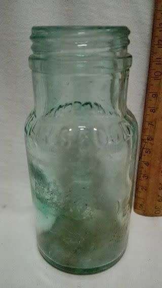 Green glass old bottle