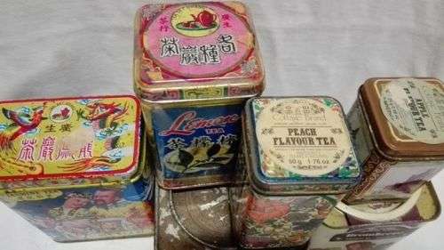 Vintage collection of tea tins - with tea!! 6 tins