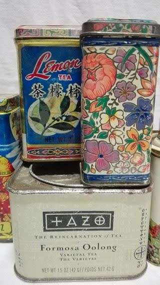 Vintage collection of tea tins - with tea!! 6 tins