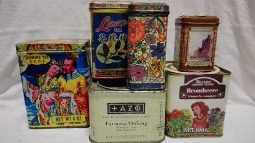 Vintage collection of tea tins - with tea!! 6 tins