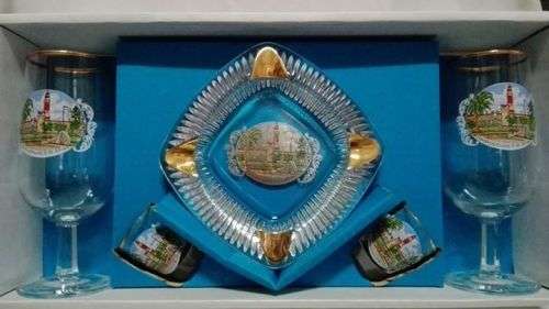 Boxed Glass, shot glass and ashtray set - Swakopmund Suid Wes Afrika! LOOK!!