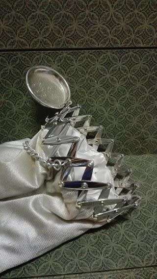 Vintage Gate Top Coin Purse - silver fabric