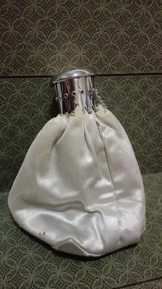 Vintage Gate Top Coin Purse - silver fabric