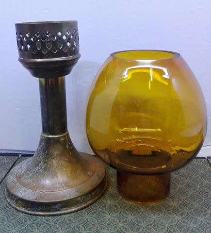 Lovely glass and brass base candle holder - so vintage!!