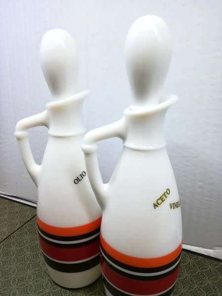 Vintage Milk glass oil/vinegar bottles