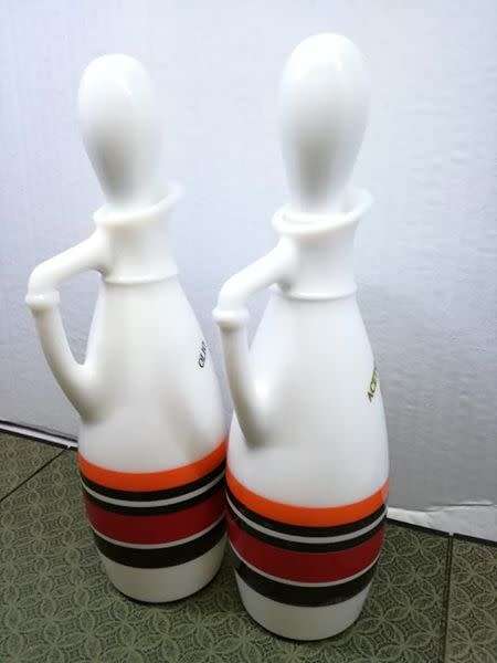 Vintage Milk glass oil/vinegar bottles