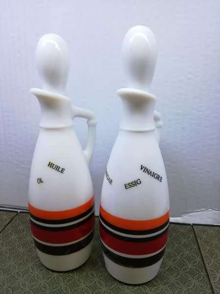Vintage Milk glass oil/vinegar bottles