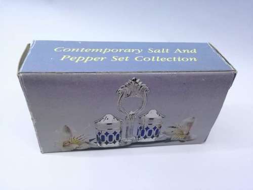 Vintage salt and pepper - blue glass liners