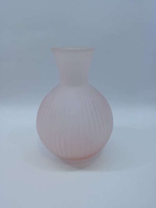 Pink frosted satin glass vase