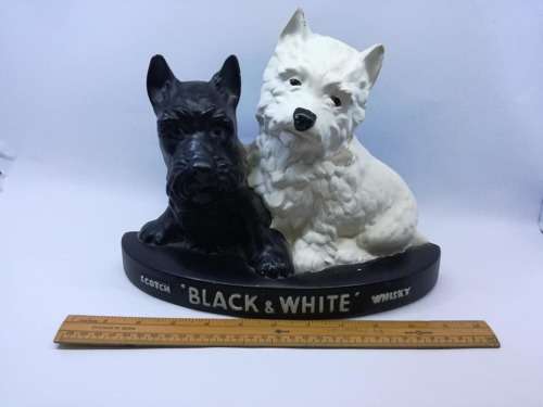 Vintage Brentleigh ware Black and White Scotch Whisky Display Dogs - repaired - see pics