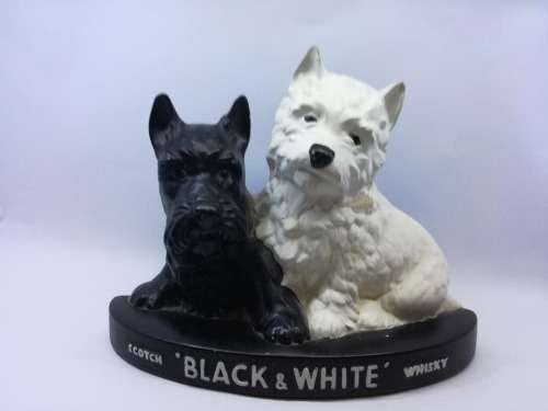 Vintage Brentleigh ware Black and White Scotch Whisky Display Dogs - repaired - see pics