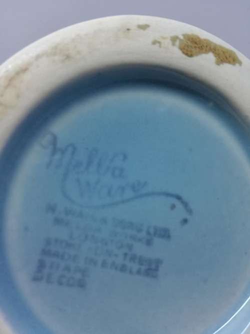 Mella-Ware England Blue-Floral Flowers honey/jam jar