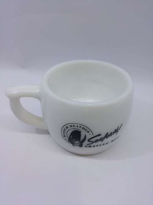 Vintage  SEAFROTH SHAVING MUG Scotch Heather Milk glass