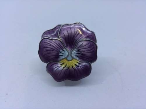 Guilloché brooch Sterling silver Pansy - so gorgeous!