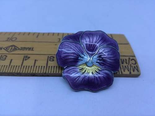 Guilloché brooch Sterling silver Pansy - so gorgeous!