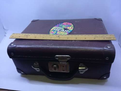 Lovely old small brown cardboard suitcase