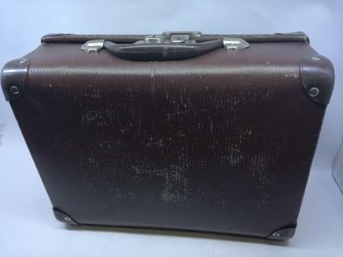 Lovely old small brown cardboard suitcase