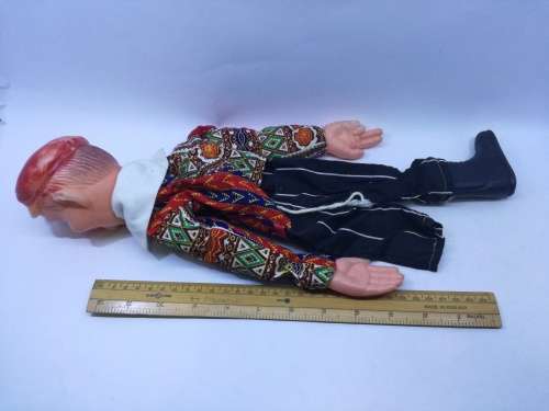 Very vintage hand puppet - lost a boot. Made in Hong Kong