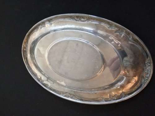 Vintage SILVER PLATED UNITY on copper  oval platter